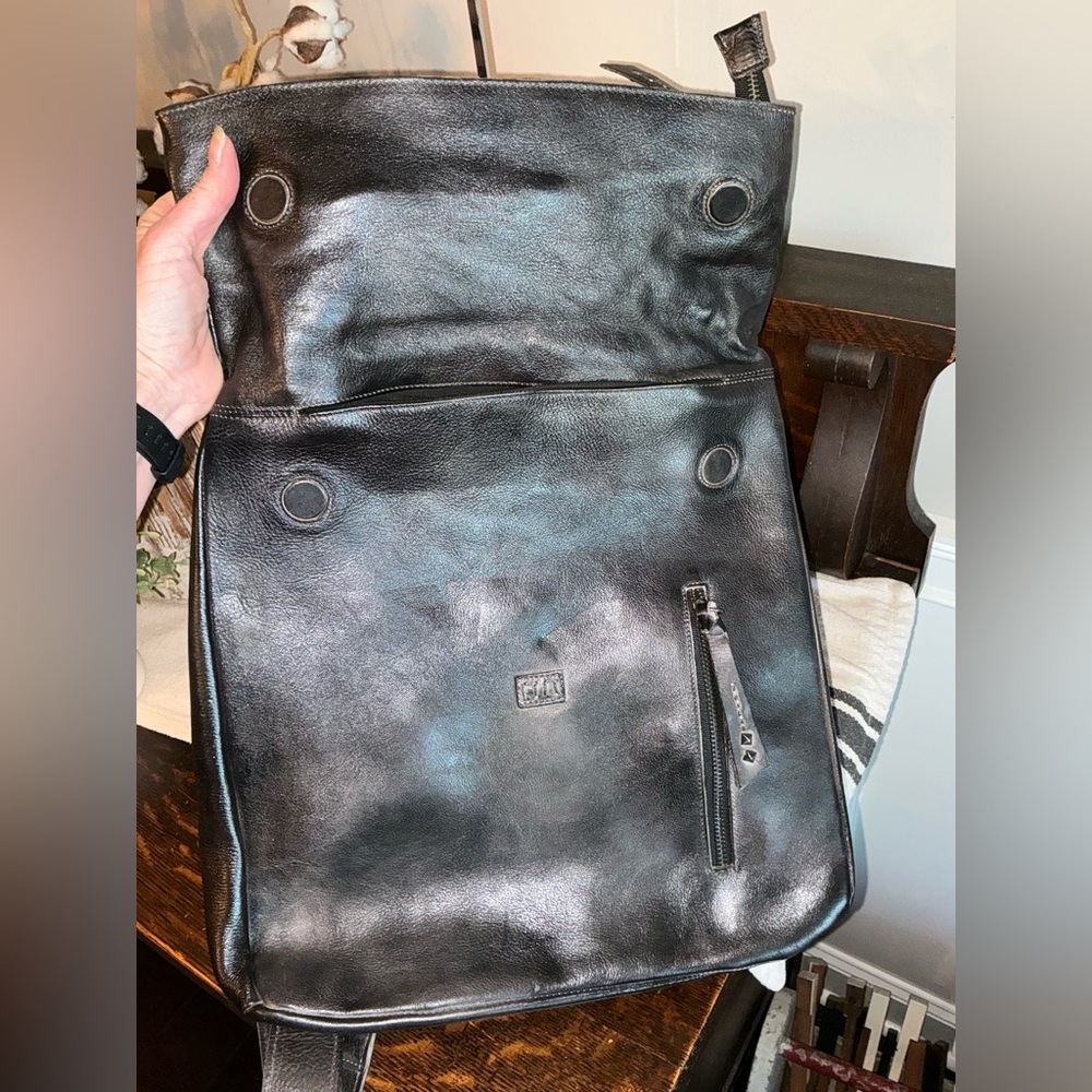NWT Bed Stu Leather Howie Flapover Leather Backpack Black Rustic Retail $365 - Picture 10 of 14